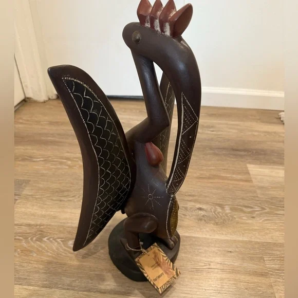 Pier 1 Hand Carved Wood “Kalao”, Bird Art Sculpture with Tag. - Picture 4 of 12